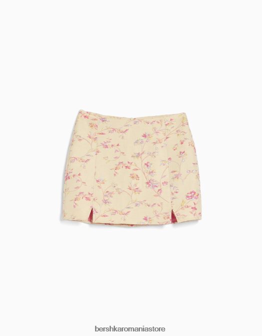 Bershka femei fusta mini cu imprimeu texturat bej Z86D1625 îmbrăcăminte