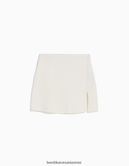 Bershka femei fusta mini cu nervuri cremă Z86D1651 îmbrăcăminte