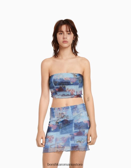 Bershka femei fusta mini cu plasa imprimata alte Z86D1673 îmbrăcăminte