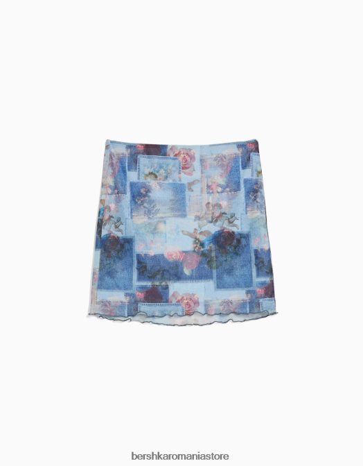 Bershka femei fusta mini cu plasa imprimata alte Z86D1673 îmbrăcăminte