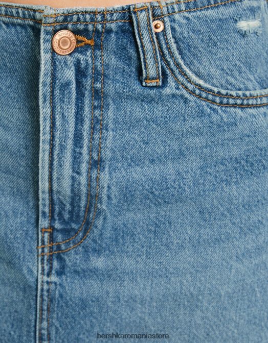 Bershka femei fusta mini denim vintage albastru Z86D1648 îmbrăcăminte