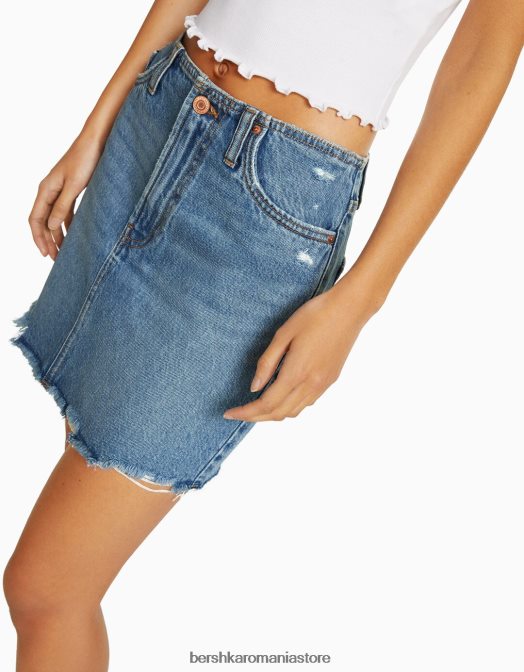 Bershka femei fusta mini denim vintage albastru Z86D4052 îmbrăcăminte