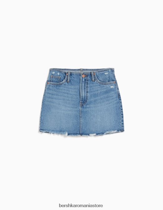 Bershka femei fusta mini denim vintage albastru Z86D4052 îmbrăcăminte