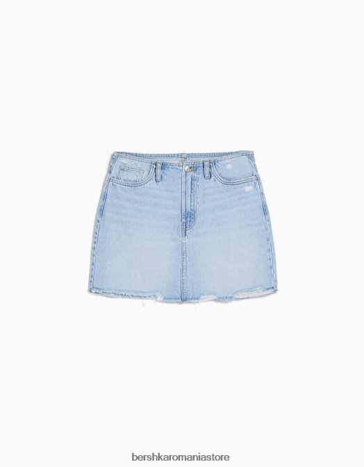 Bershka femei fusta mini denim vintage albastru deschis Z86D1647 îmbrăcăminte