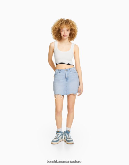 Bershka femei fusta mini denim vintage albastru deschis Z86D4055 îmbrăcăminte