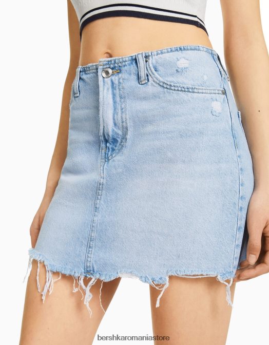 Bershka femei fusta mini denim vintage albastru deschis Z86D4055 îmbrăcăminte