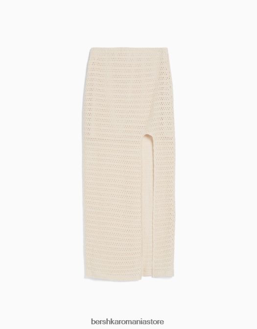 Bershka femei fusta rustica crosetata midi bej Z86D1928 îmbrăcăminte