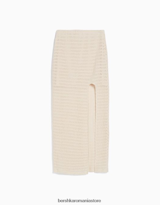 Bershka femei fusta rustica crosetata midi bej Z86D1929 îmbrăcăminte