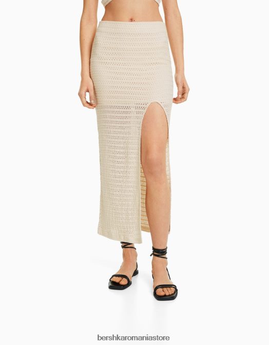 Bershka femei fusta rustica crosetata midi bej Z86D977 îmbrăcăminte