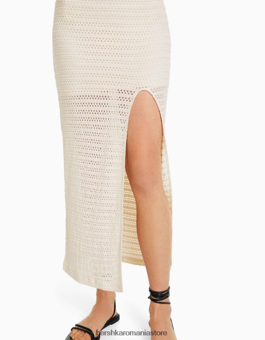 Bershka femei fusta rustica crosetata midi bej Z86D977 îmbrăcăminte