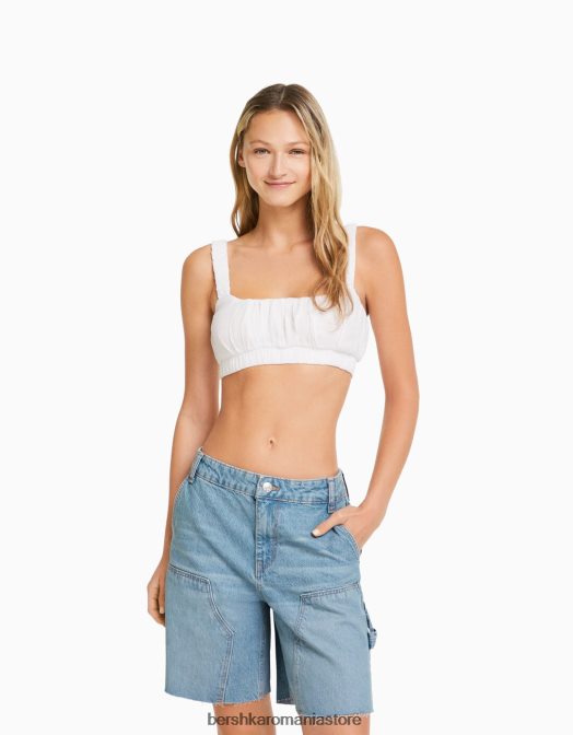 Bershka femei bermuda din denim carpenter albastru deschis Z86D1392 îmbrăcăminte