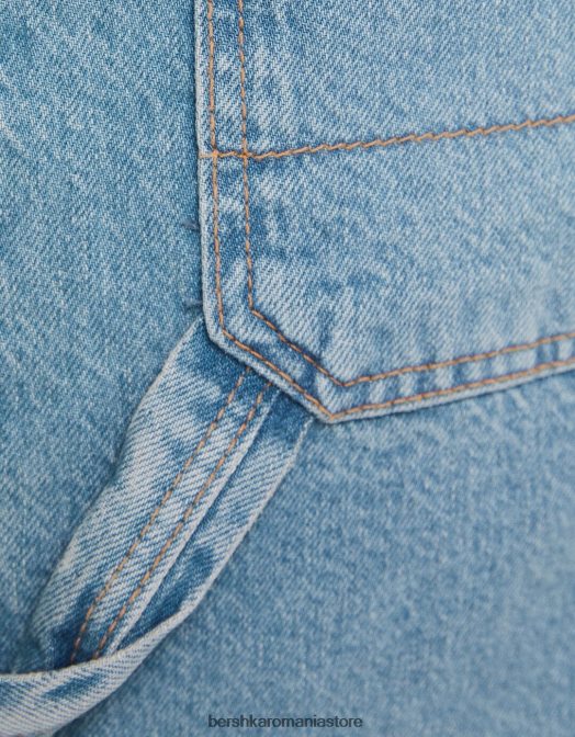 Bershka femei bermuda din denim carpenter albastru deschis Z86D1392 îmbrăcăminte