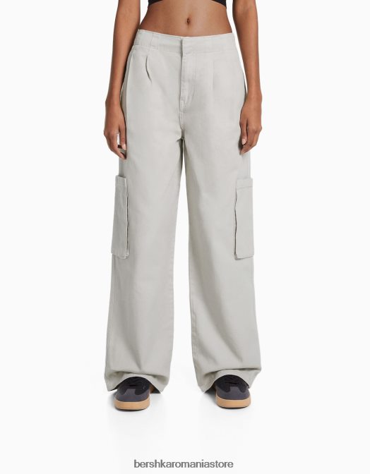 Bershka femei blugi cargo cu talie joasă gri Z86D1371 îmbrăcăminte