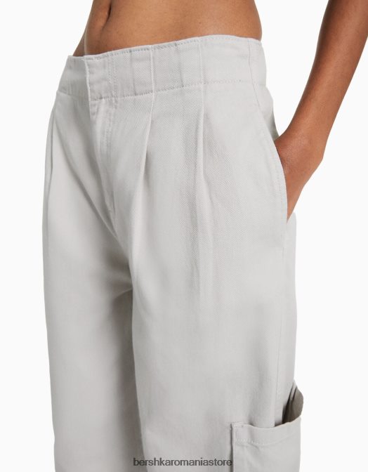 Bershka femei blugi cargo cu talie joasă gri Z86D1371 îmbrăcăminte