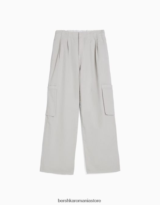 Bershka femei blugi cargo cu talie joasă gri Z86D1371 îmbrăcăminte