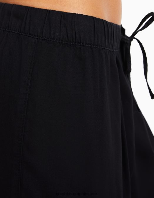 Bershka femei blugi cargo cu talie lată negru Z86D1338 îmbrăcăminte