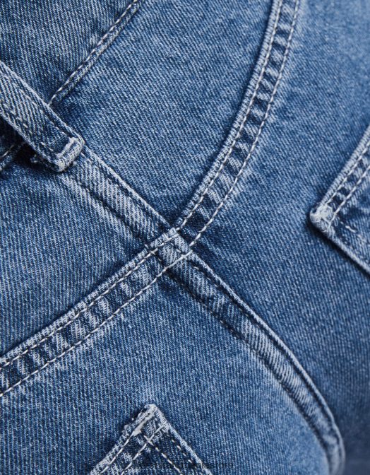 Bershka femei blugi cargo drepte albastru Z86D1351 îmbrăcăminte