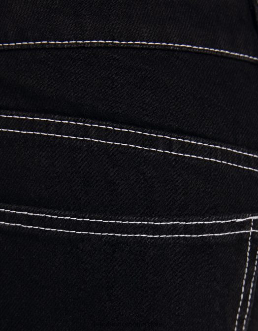 Bershka femei blugi cargo drepte negru Z86D1386 îmbrăcăminte