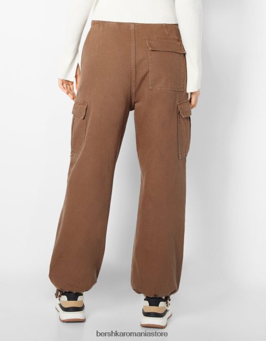 Bershka femei blugi cargo parașuta maro Z86D1388 îmbrăcăminte