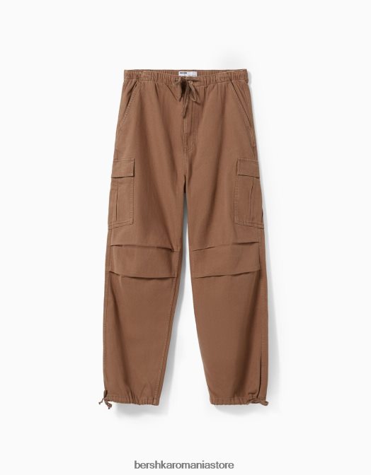 Bershka femei blugi cargo parașuta maro Z86D1388 îmbrăcăminte