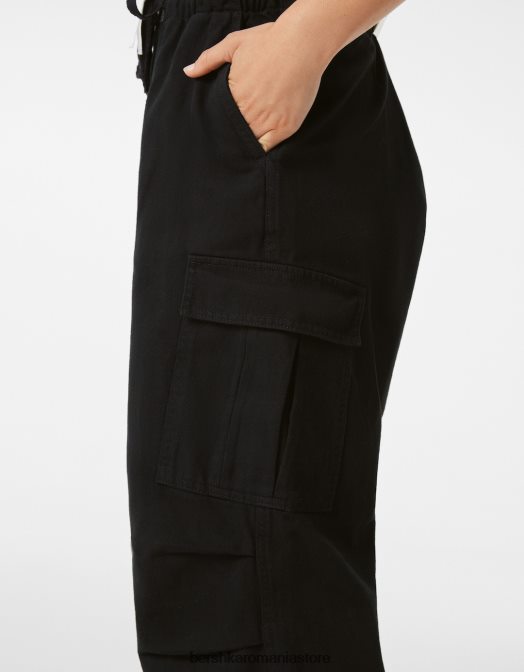 Bershka femei blugi cargo parașuta negru Z86D1402 îmbrăcăminte
