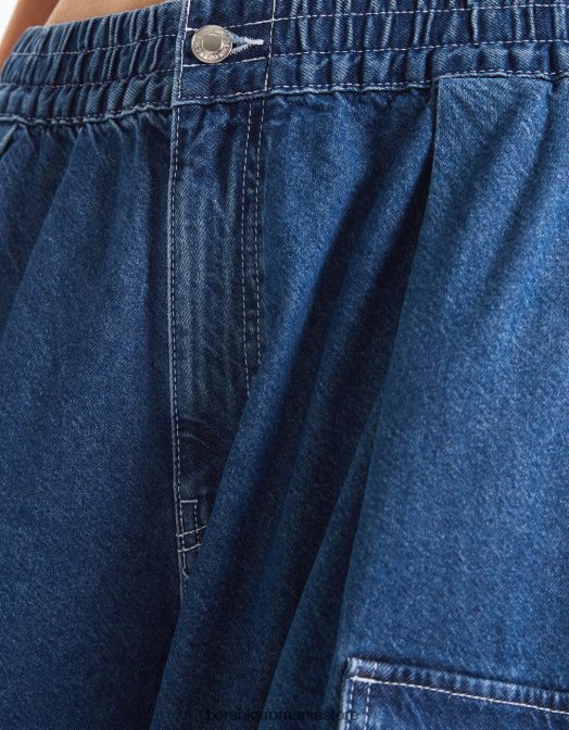 Bershka femei blugi cargo voluminosi albastru deschis Z86D1315 îmbrăcăminte