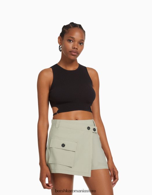 Bershka femei bluză de marfă wrap gri Z86D1389 îmbrăcăminte