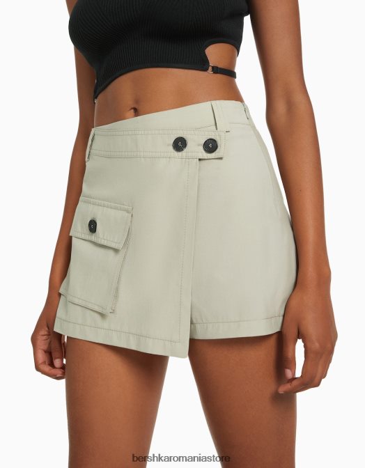 Bershka femei bluză de marfă wrap gri Z86D1389 îmbrăcăminte