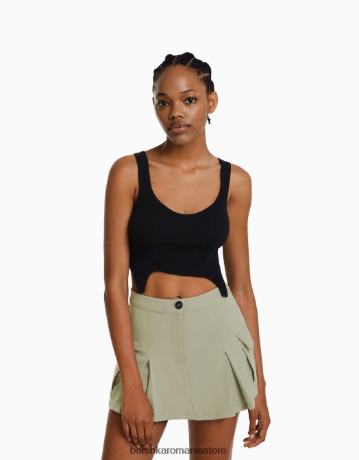 Bershka femei fustă cargo croită cu buzunare kaki Z86D1366 îmbrăcăminte