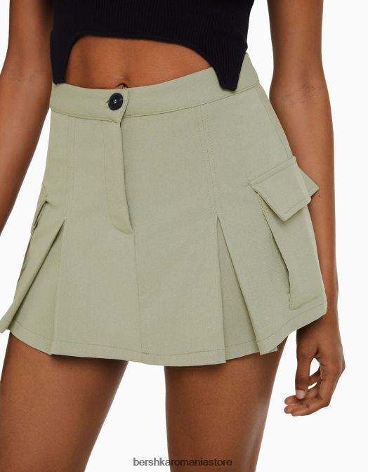 Bershka femei fustă cargo croită cu buzunare kaki Z86D1366 îmbrăcăminte