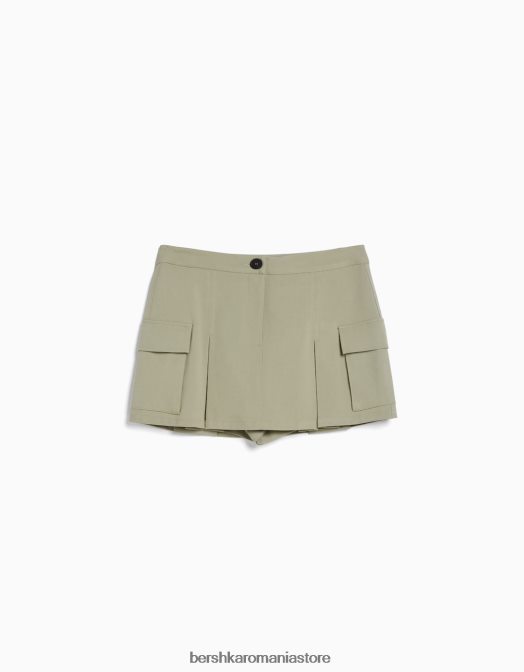 Bershka femei fustă cargo croită cu buzunare kaki Z86D1366 îmbrăcăminte