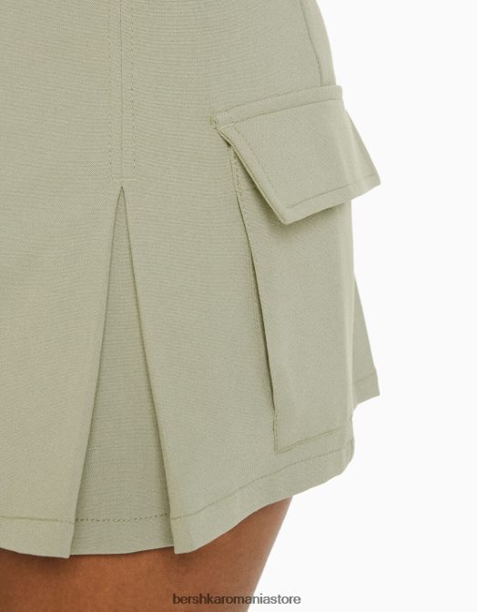 Bershka femei fustă cargo croită cu buzunare kaki Z86D1366 îmbrăcăminte
