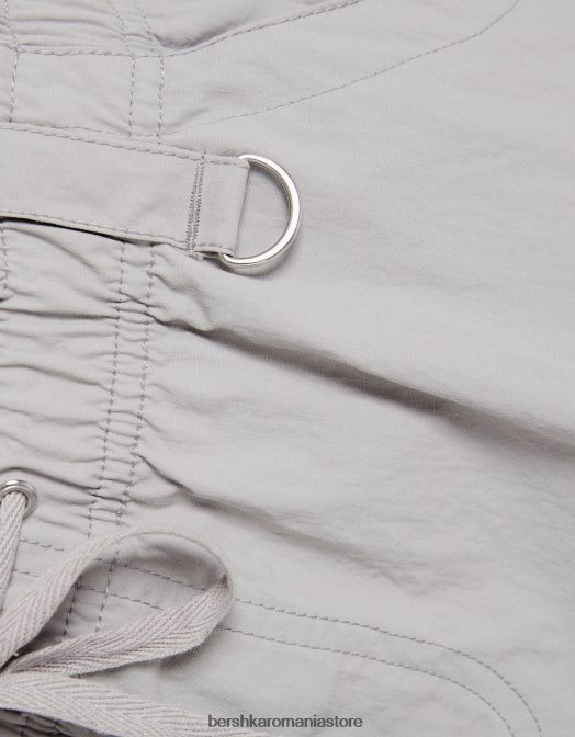 Bershka femei fustă mini cargo cu buzunare multiple din nailon gri Z86D1401 îmbrăcăminte