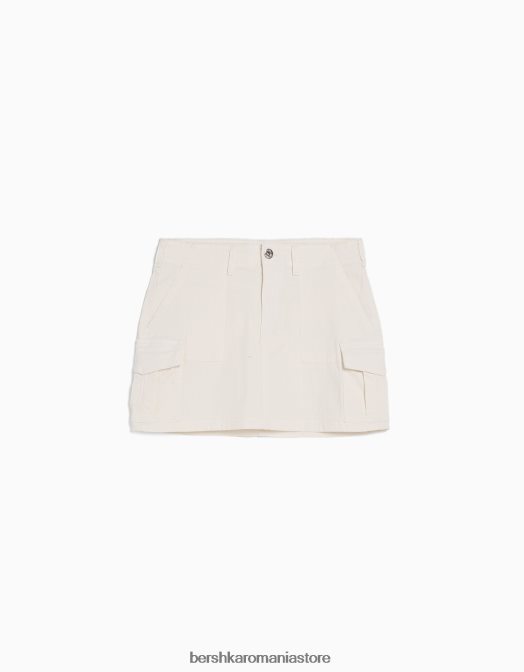 Bershka femei fustă mini cargo din bumbac aproape alb Z86D1368 îmbrăcăminte
