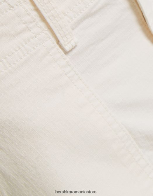 Bershka femei fustă mini cargo din bumbac aproape alb Z86D1368 îmbrăcăminte