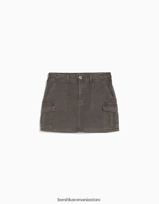 Bershka femei fustă mini cargo din bumbac gri inchis Z86D1369 îmbrăcăminte