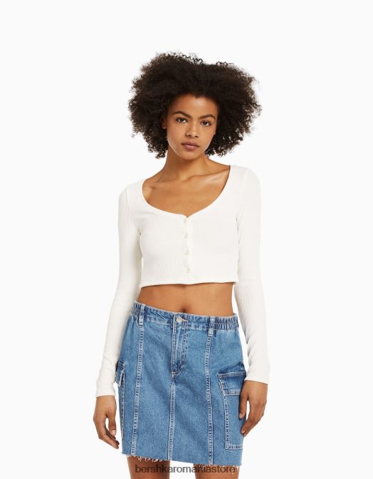 Bershka femei fusta cargo mini denim albastru Z86D1399 îmbrăcăminte