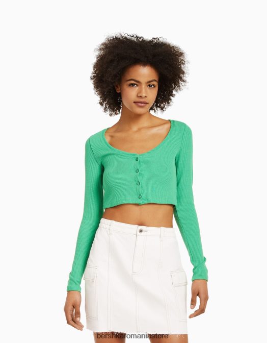 Bershka femei fusta cargo mini denim aproape alb Z86D1400 îmbrăcăminte