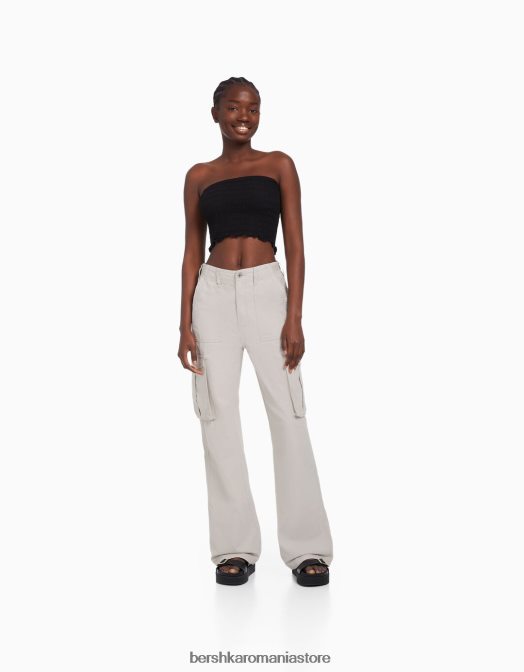 Bershka femei pantaloni cargo ajustabili cu ajustare dreaptă exclusiv Z86D1283 îmbrăcăminte