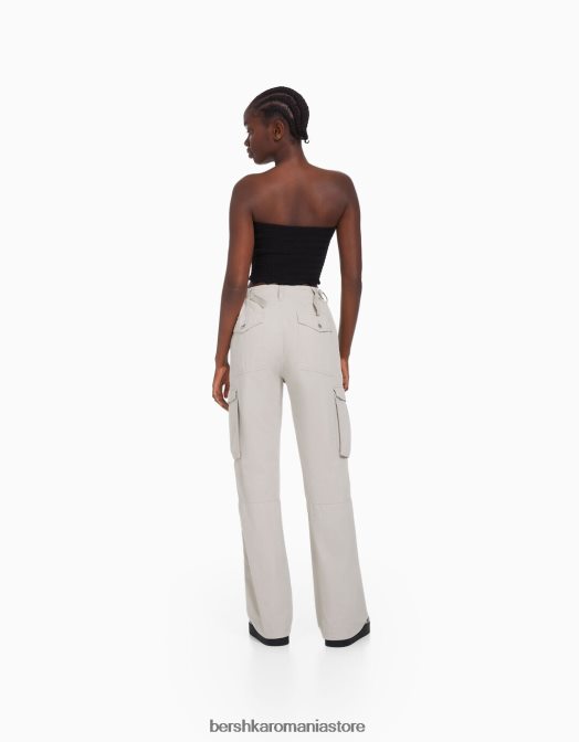 Bershka femei pantaloni cargo ajustabili cu ajustare dreaptă exclusiv Z86D1283 îmbrăcăminte