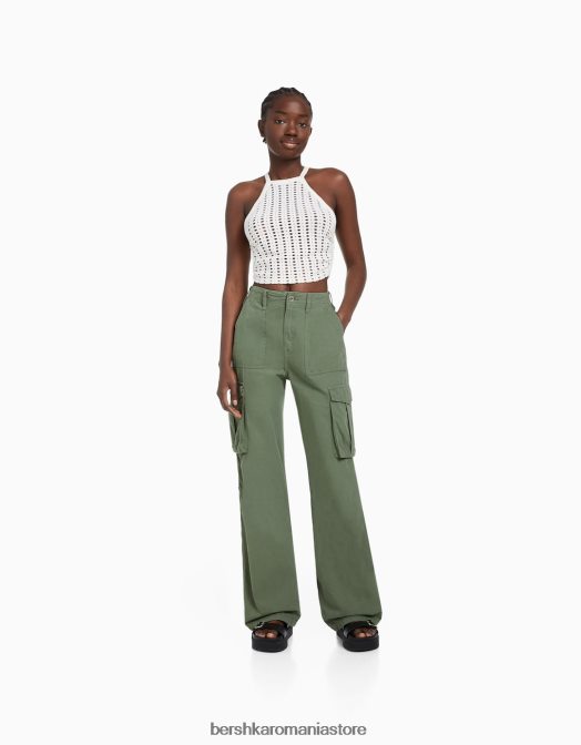 Bershka femei pantaloni cargo ajustabili cu ajustare dreaptă exclusiv Z86D1284 îmbrăcăminte