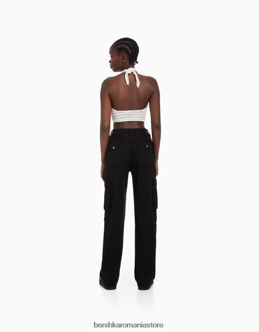 Bershka femei pantaloni cargo ajustabili cu ajustare dreaptă exclusiv Z86D1286 îmbrăcăminte