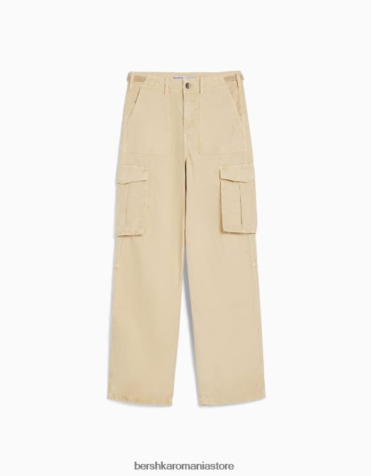 Bershka femei pantaloni cargo ajustabili cu ajustare dreaptă nisip Z86D1287 îmbrăcăminte