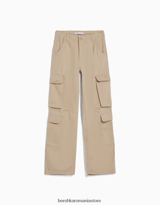 Bershka femei pantaloni cargo ajustabili cu buzunare multiple cămilă Z86D1289 îmbrăcăminte