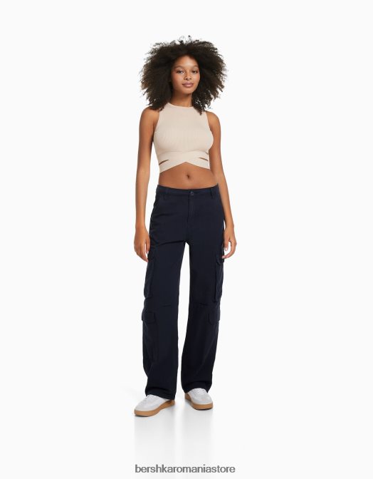 Bershka femei pantaloni cargo ajustabili cu buzunare multiple exclusiv Z86D1323 îmbrăcăminte