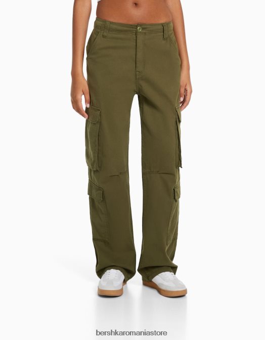 Bershka femei pantaloni cargo ajustabili cu buzunare multiple kaki Z86D1322 îmbrăcăminte