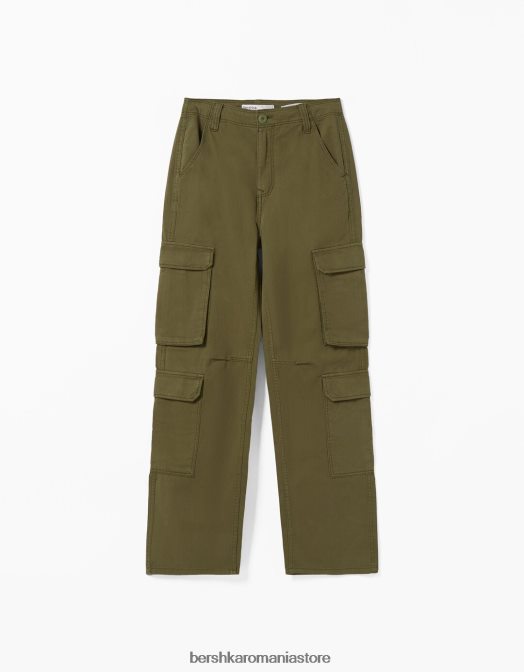 Bershka femei pantaloni cargo ajustabili cu buzunare multiple kaki Z86D1322 îmbrăcăminte