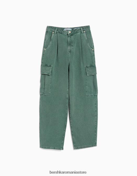 Bershka femei pantaloni cargo balloon fit kaki Z86D1358 îmbrăcăminte
