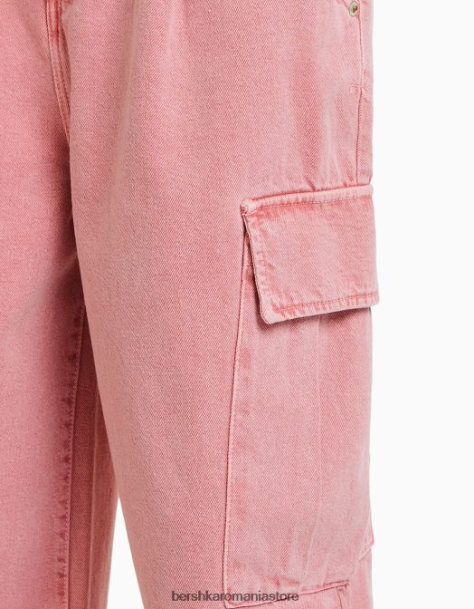 Bershka femei pantaloni cargo balloon fit roz Z86D1360 îmbrăcăminte