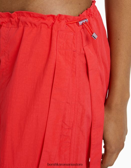 Bershka femei pantaloni cargo cu bretele din nailon roșu Z86D1311 îmbrăcăminte